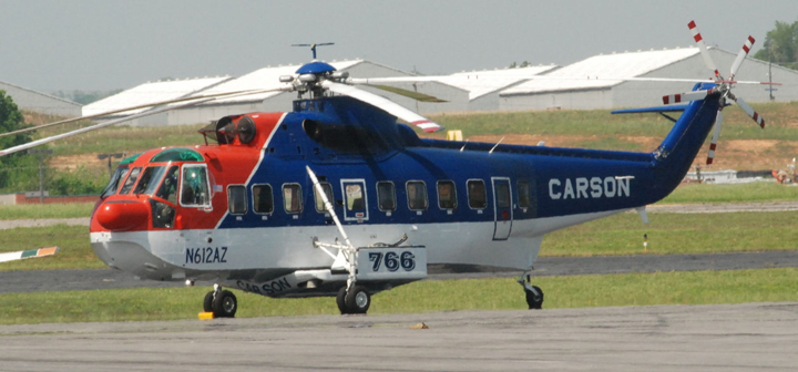 This is the Sikorsky S-61N helicopter that crashed Tuesday at the north end of the Buckhorn Fire, about 15 miles northwest of Junction City in Trinty County. In this photo, taken on May, 2, 2008, the helicopter is at the Danville Regional Airport in Danville, VA. Photo courtesy of Richard T. Davis